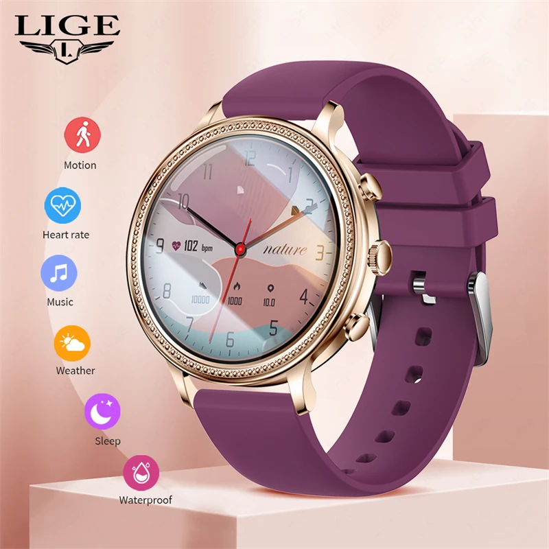 LIGE Fashion Smart Watch For Women Bracelet Bluetooth Call Smartwatch Fitness Tracker Health Monitoring Smartwatch Men DIY Dials