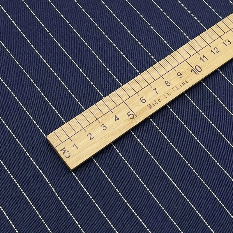 Tela a rayas para traje azul profundo, tela para traje de poliéster, falda y pantalones con drapeado, costuras diagonales, tela para ropa a medida