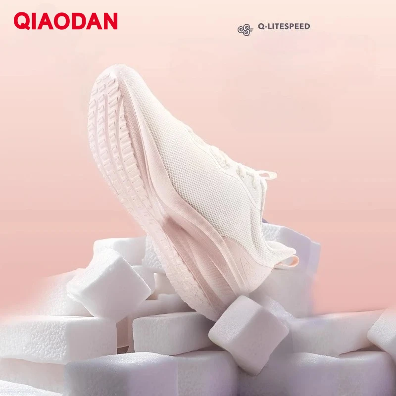 QIAODAN Women Mesh Running Shoes 2025 Summer Cushion Wearable Breathable Lightweight Hardwearing Training Shoes QXB022252221R