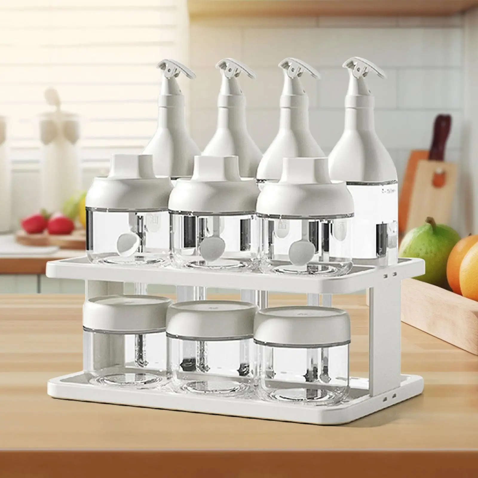 

Spice Rack Set 2 Layer Countertop Seasoning Organizer Portable Kitchen Cabinet