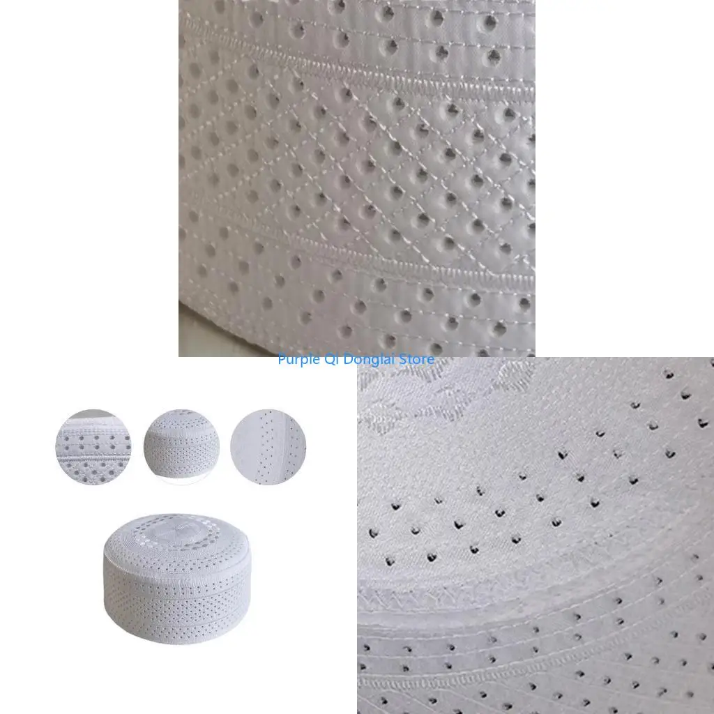 L21E Lightweight Embroidery Kufi Hat Islamic Prayer Ethnic Skullcap Headwrap