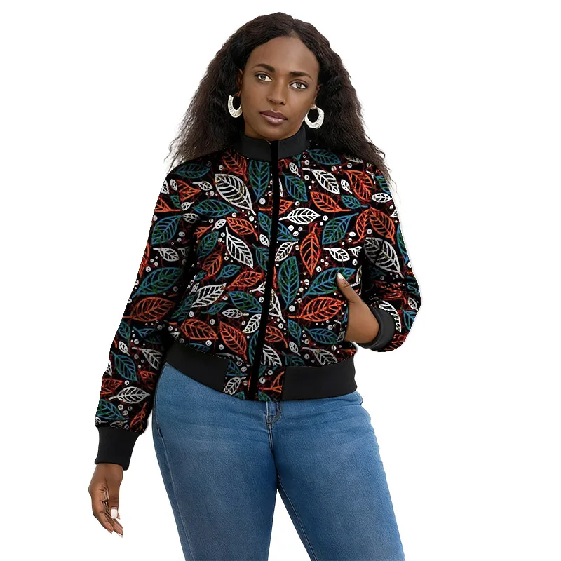 سترة نسائية أفريقية ذات ياقة واقفة سترة أنقرة ملونة مطبوعة بخيط إغلاق معطف منفوخ مبطن خصيصًا #1