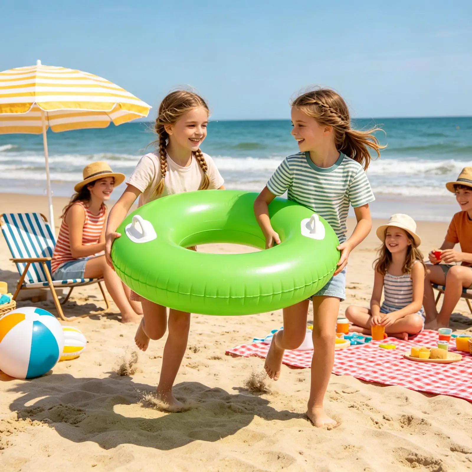 Inflatable Swim Ring With Handles Pool Float Summer Swimming Ring For Adults Summer Vacation Travel Beach Seaside Water Park