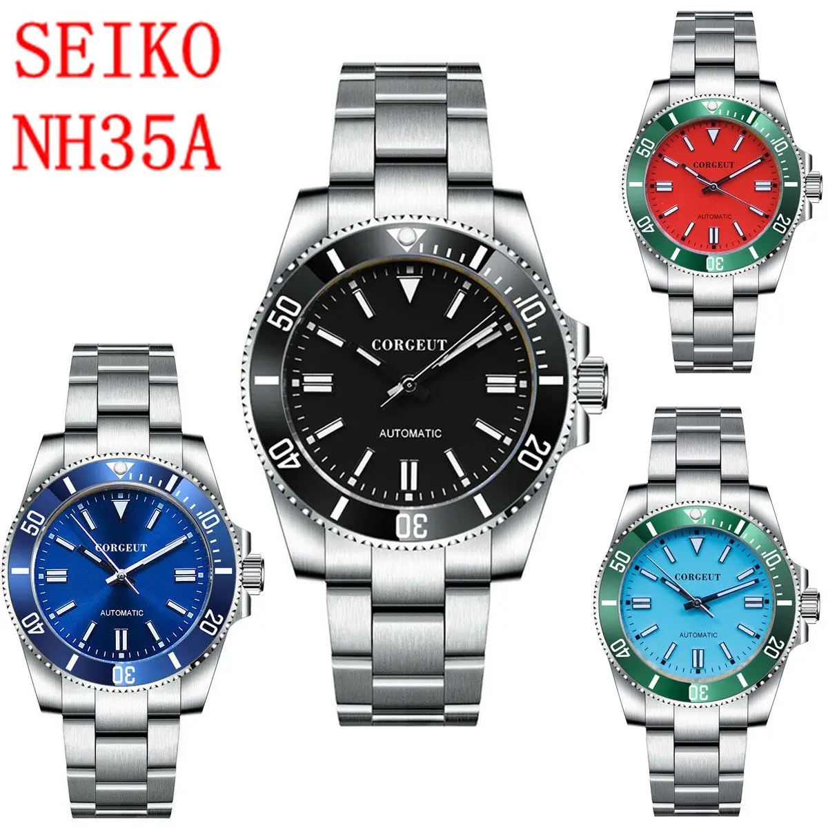 

NH35 Watch Mens Watches Automatic Mechanical Wristwatch Sapphire Glass Business Lume Ceramic Bezel 10Bar Waterproof Sport Clock