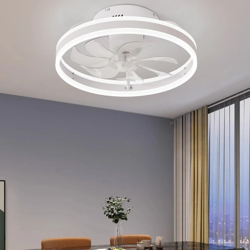 Shaking Head LED Ceiling Fan Lights Variable Frequency Bedroom Living Dining Room Electric Fan Lamps Indoor Art Lighting Fixture