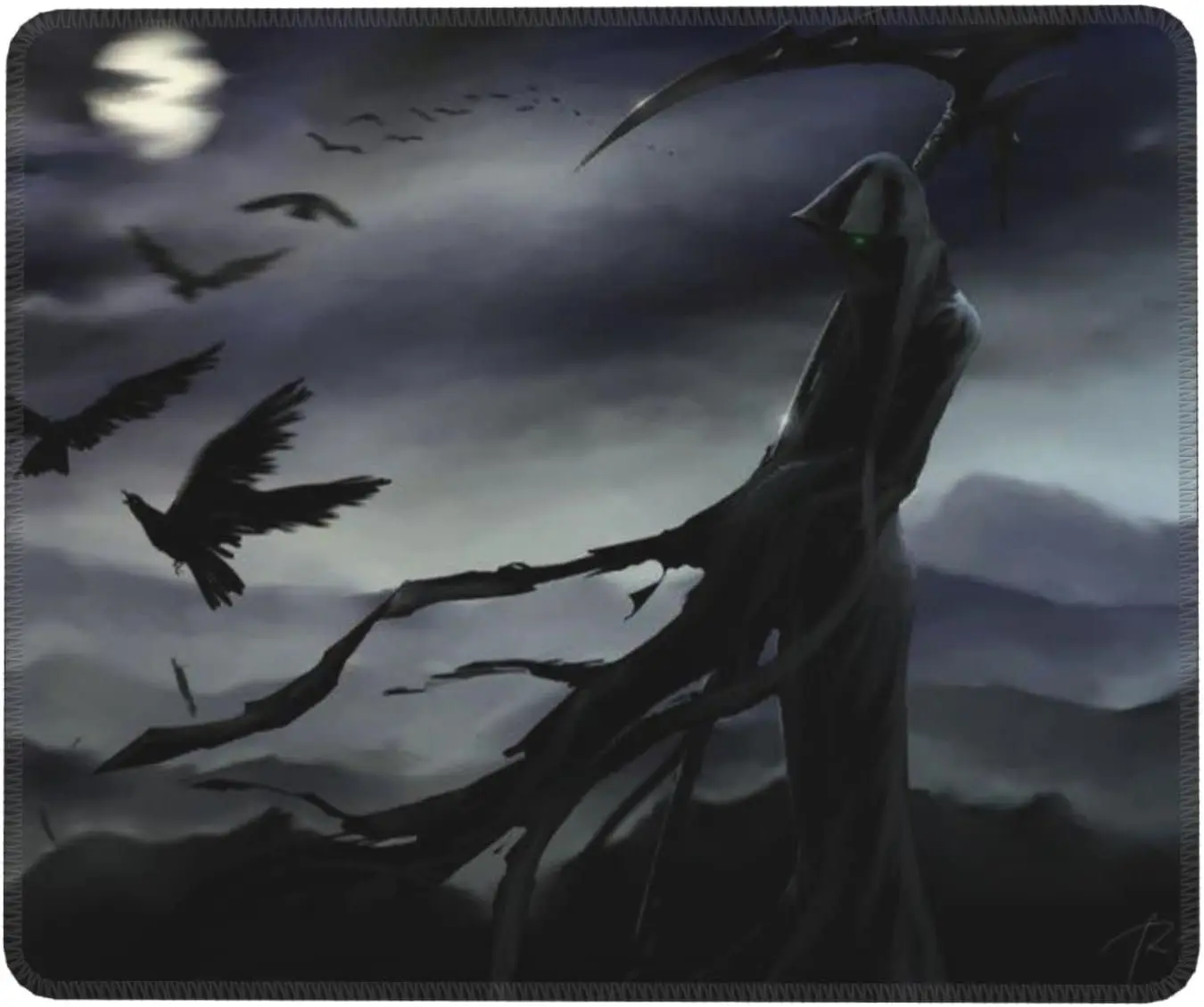 Grim Reaper Moon Night Crow Death Mouse Pad Gaming Mousepad Non-Slip Rubber Mouse Mat for Computer Desk Laptop Office Home Gifts