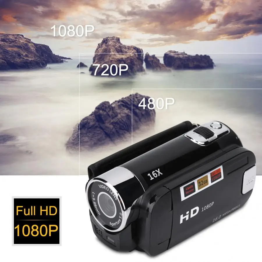 Digital Camcorder 720P Full HD 16MP DV Camcorder Digital Video Camera 270 degree Rotation Screen 16X Night Shoot Zoom