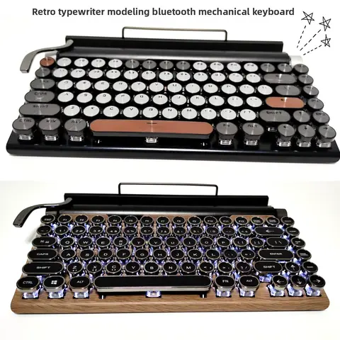 Typewriter Wireless Bluetooth Lipstick Steampunk Mechanical Keyboard Retro Mobile Phone Tablet  Computer