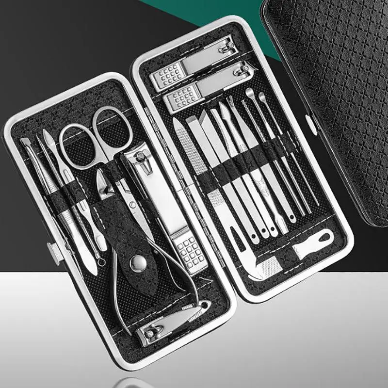 Nail Clipper Set Stainless Steel 8/19 Pieces Diagonal Pedicures Ear Picks Spoons Nail Art Kit Gift