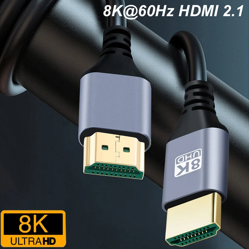 0.5M 1M 2M 3M 5M Nylon Braid 8K@60HZ 7680*4320 4K@120HZ 3840*2160 1080p HDR 48Gbps QFT V2.1 HDMI Compatible Male Extension Cable