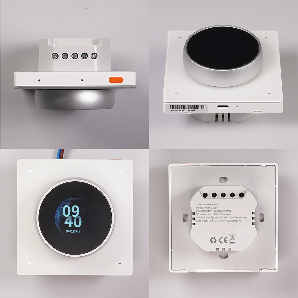 Tuya WiFi perilla inteligente pantalla de Control Central girar perilla inteligente sin costuras pantalla de Control Central 3 relés Panel de Control de 4 botones