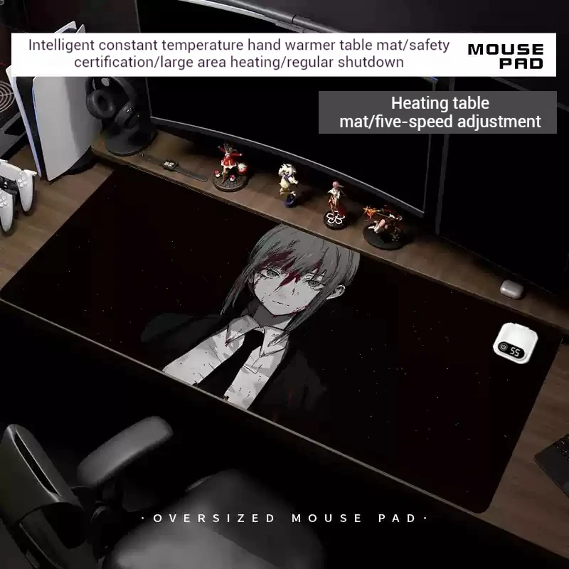 Chainsaw Man Makima Heating Mouse Pad Cartoon Super Large Warming Table Anime Advanced Warming Table Pad Keyboard Pad Office Pad