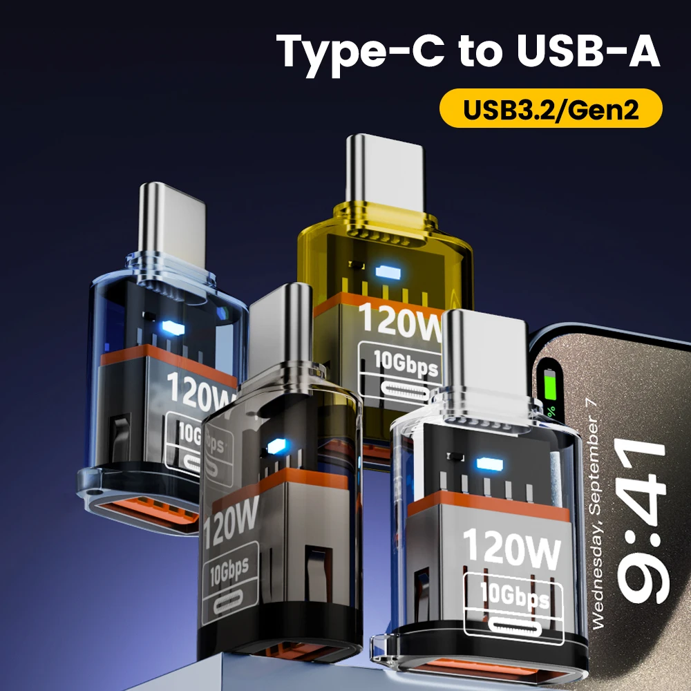 120W Type C To USB A OTG Adapter Fast Charging Connector And USB C Converter For PC Tablet For Xiaomi For Huawei USB Converter view 3