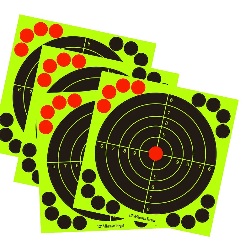 12 Inch Hunting Training Target Paper Cardboard Fluorescent Self-Adhesive Shooting Target Paper Splash Effect Sticker