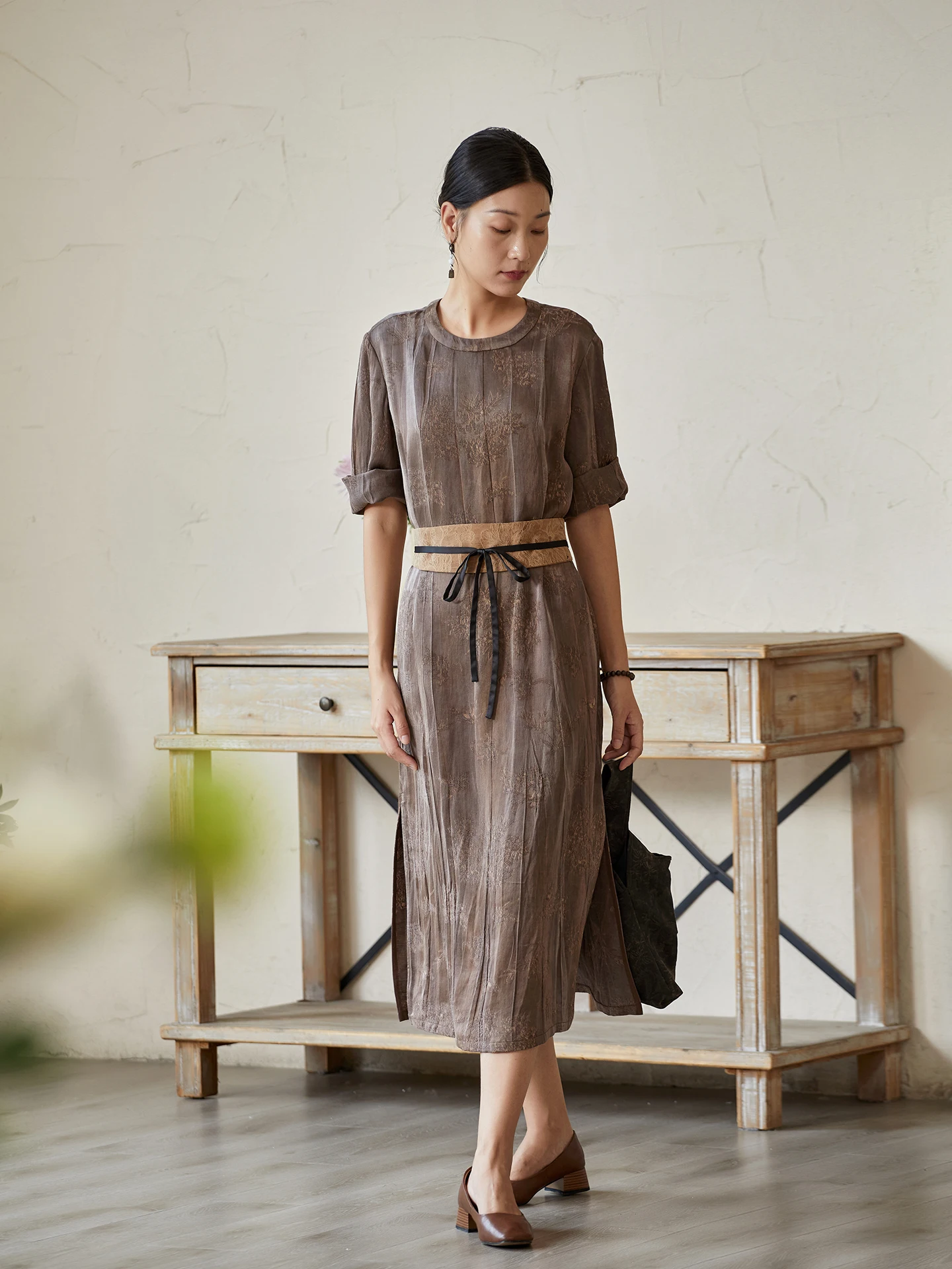 

Limited Edition Original Design High ade Silk Loose Women's Dr Floral Embroidery Chinoiserie Sle Summer New Arrival