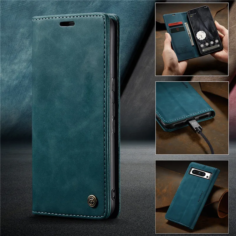 CaseMe High Quality Retro Magnetic Flip Leather Case for Google Pixel 9 Pro XL 7 6 Pro Wallet Card Cover Pixel 8A 7A Phone Coque