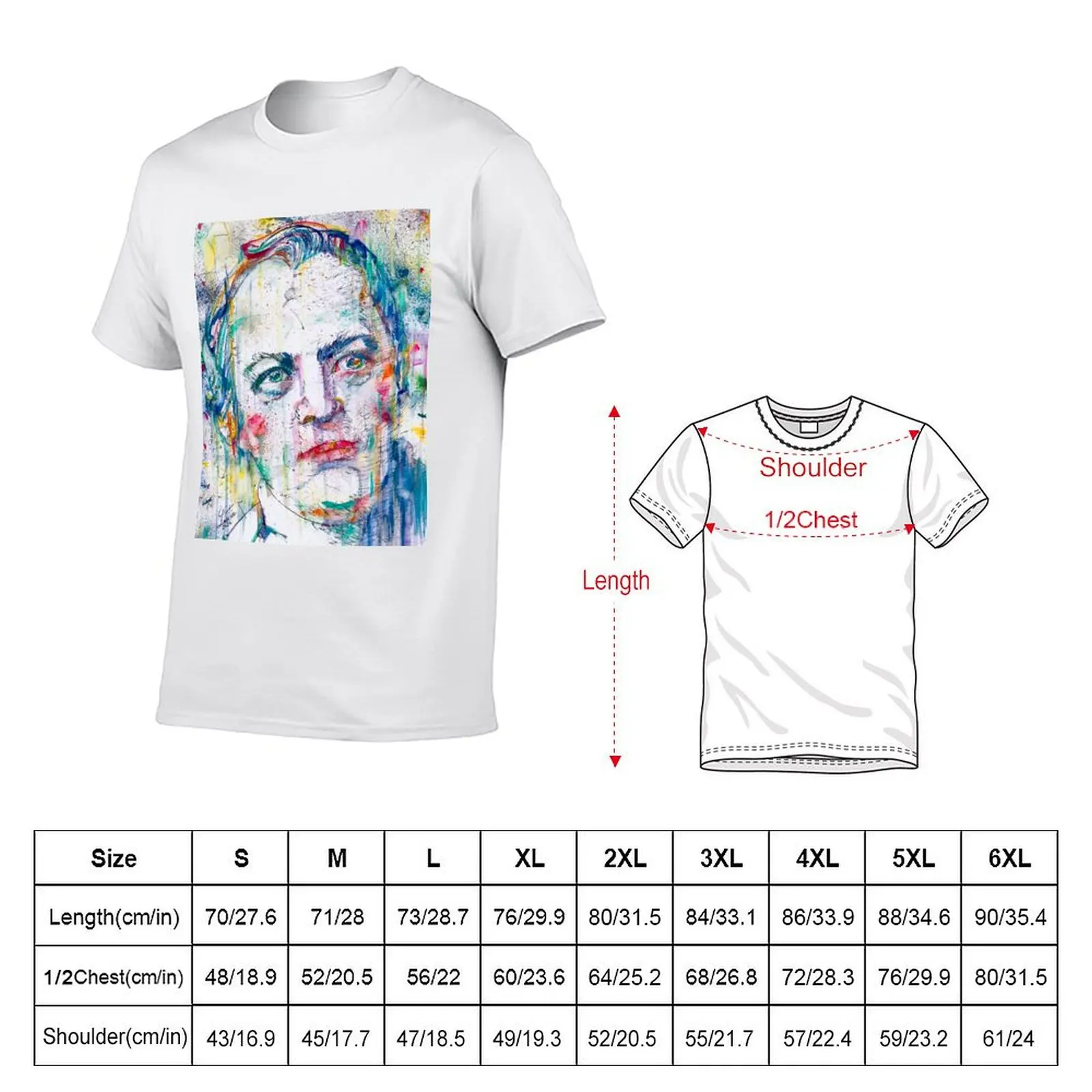 WILLIAM BLAKE watercolor portrait T-Shirt Fashion Pattern Printed Tee Shirt