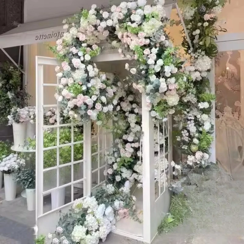Retro White Phone Booth White Telephone Booth with Artificial Flower