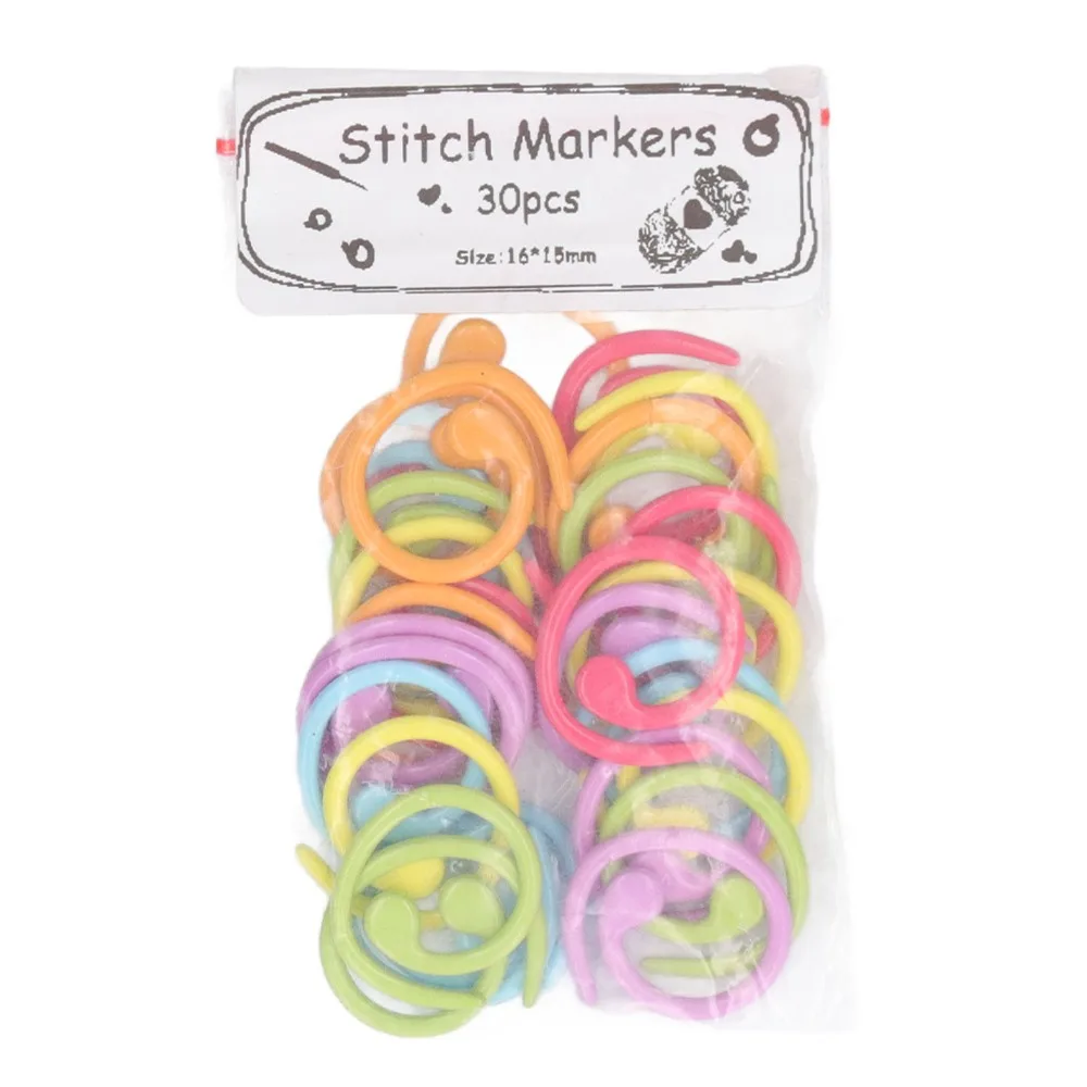 30pcs Durable Random Colors Knitting Stitch Rings Helical-Shaped Split Ring Design Crochet Markers Locking Markers Knitting