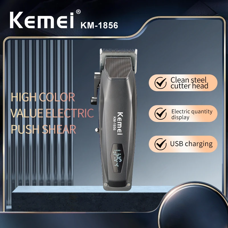 KEMEI-cortadora de pelo eléctrica recargable, cortadora de pelo profesional inalámbrica para peluquero, KM-1856