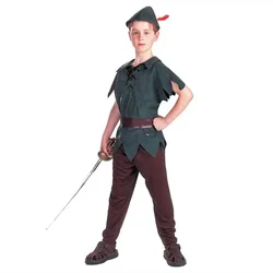 Peter Pan Costume for Boys Halloween Purim Carnival Party Masquerade Cosplay Outfit 4-10Y