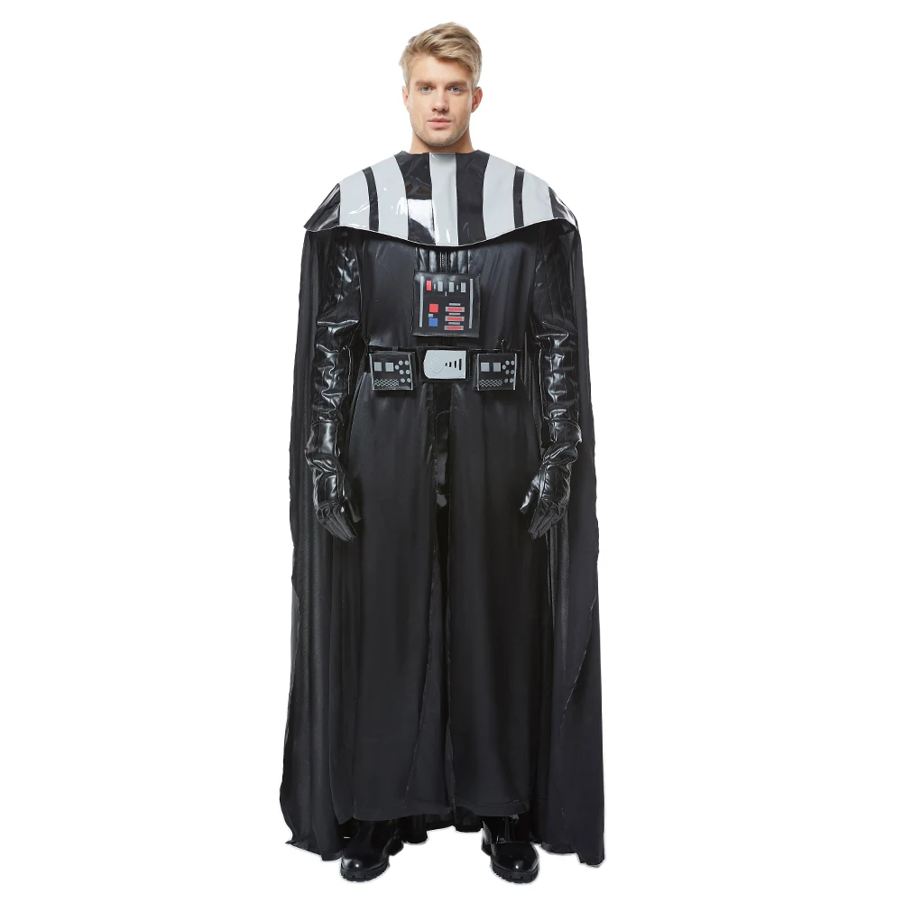 Disfraz Cos de Darth Vader para adultos, uniforme negro, traje de película, mono espacial de batalla, chaleco, capa, disfraz de Carnaval de Halloween