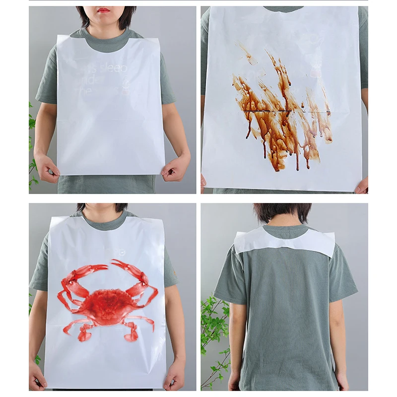 

100PCS Disposable Plastic Aprons Waterproof Oil-Proof Adult Crab Bibs Portable for BBQ Hot Pot Lobster Skewers - Shop Sleeveless