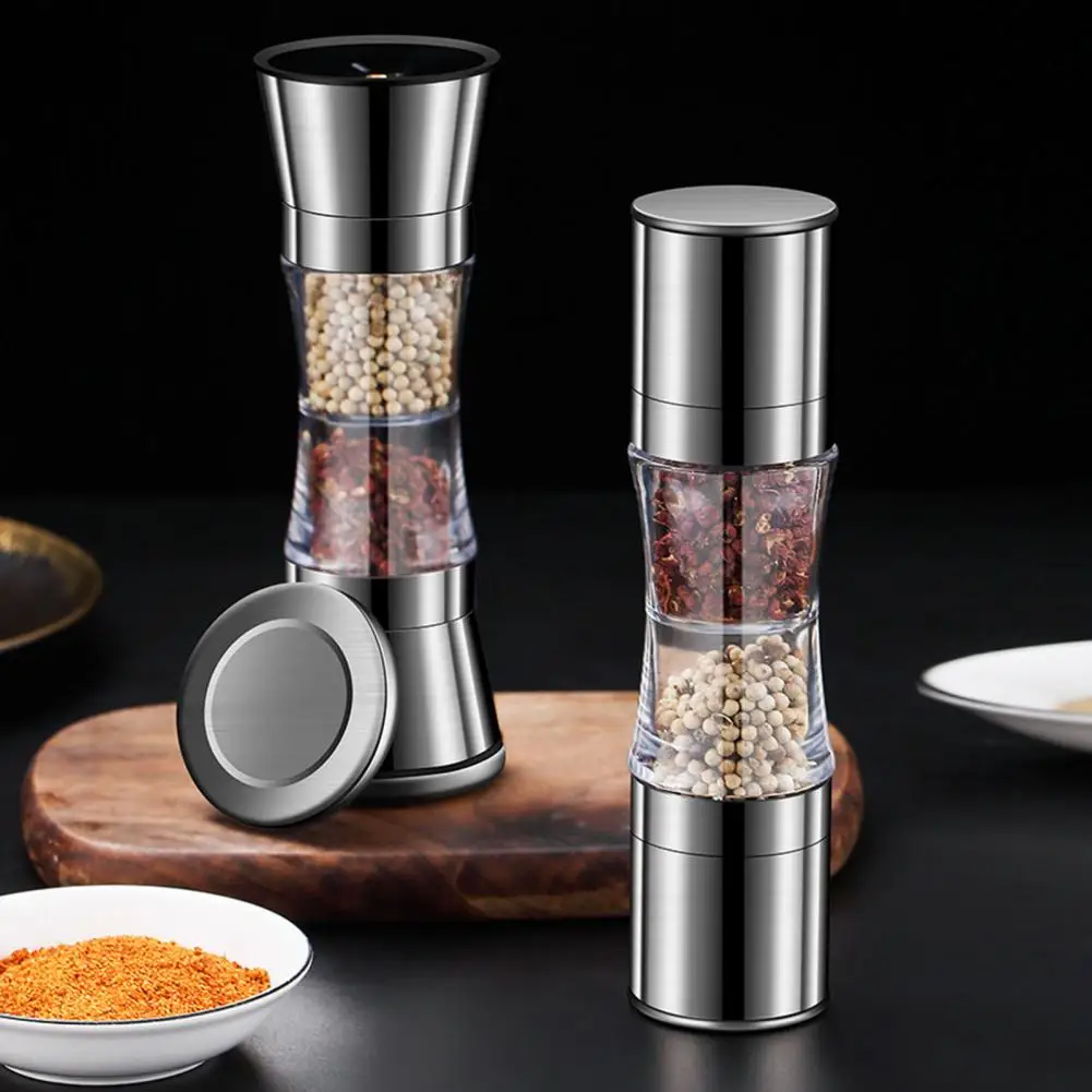 Double Head 2 In 1 Pepper Grinder Stainless Steel Salt And Pepper Shakers Seasoning Spice Salt Grinder Kitchen Accessories