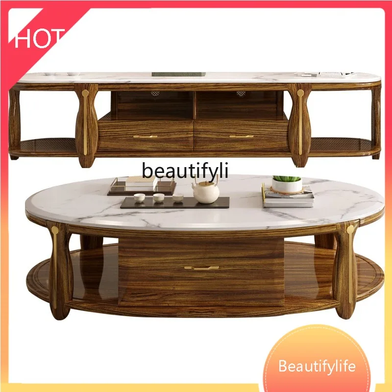 

a029 Новый китайский журнальный столик из массива черного дерева, комбинация ТВ-шкафа, современная маленькая квартира, гостиная, мраморный пол для хранения c