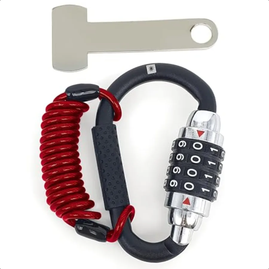 

KR723B Motorcycle Helmet Lock Combination Code Lock T Buckle Adapter Security Cable Carabiner AntiTheft Padlock Multifunction U