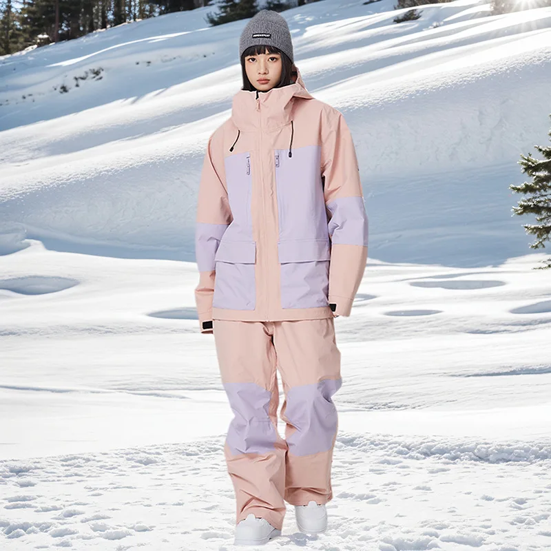 

Свободный женский зимний костюм, куртка, брюки, термоветрозащитная спортивная одежда на открытом воздухе, водонепроницаемая дышащая, устойчивая к истиранию зимняя одежда