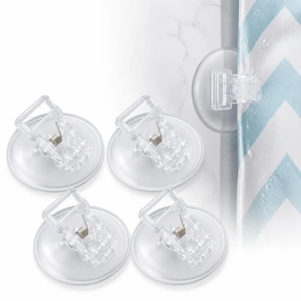 Windproof Self Adhesive Shower Curtain Clips Clear ABS Curtain Fasteners Waterproof Shower Curtain Weights Home Indoor