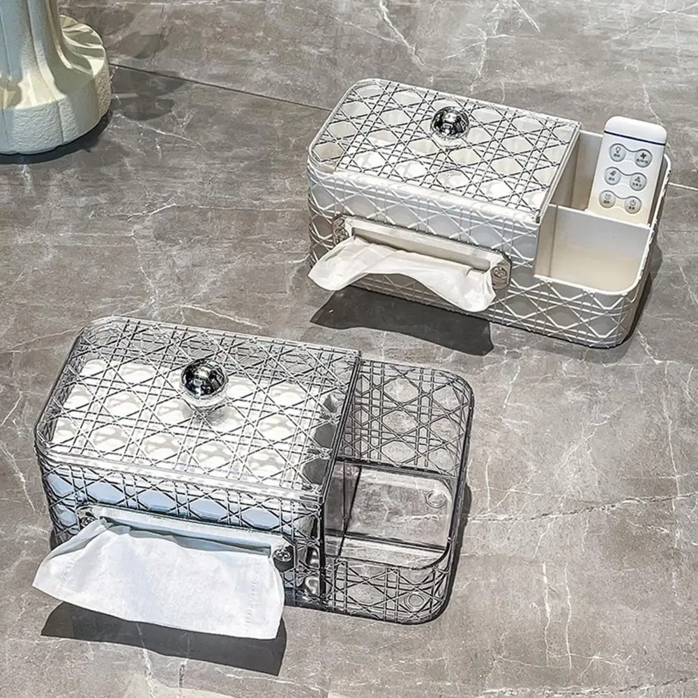 

Square Tissue Box Transparent Tissue Box Holder with Storage Compartment Lid for Moisture-proof Napkin Organization