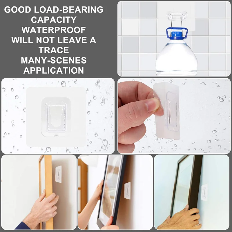 Ganchos de pared adhesivos de doble cara, colgador transparente impermeable con ventosa, gancho de almacenamiento para cocina y baño, pegatinas