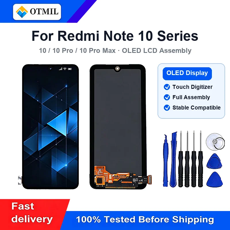 Super OLED For Redmi Note 10 Pro Pro Max Touch Digitizer LCD Display Assembly Repair Parts With Complete Disassembly Tools