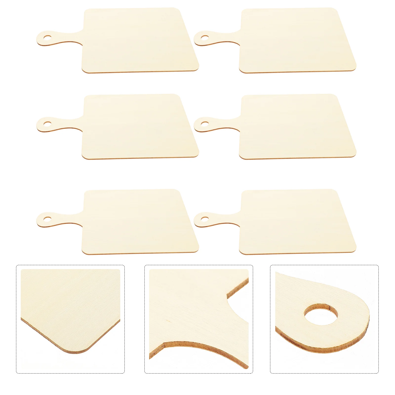 

6Pcs Mini Wood Cutting Boards Unfinished Blank DIY Kids Painting Boards Wear-Resistant Safe Serving Tray Kitchen