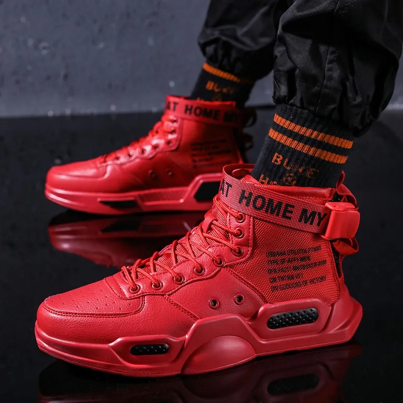 

Men's High Top Fashion Leather Sneakers Trend Hot Sale Comfortable Basketball Shoes Outdoor Non-slip Breathable Men Shoes 36-45
