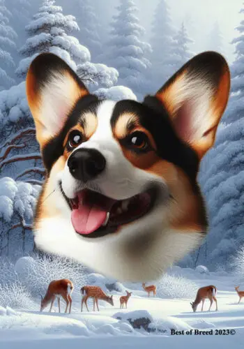 Corgi Cardigan Tricolor Winter Wonderland Flag