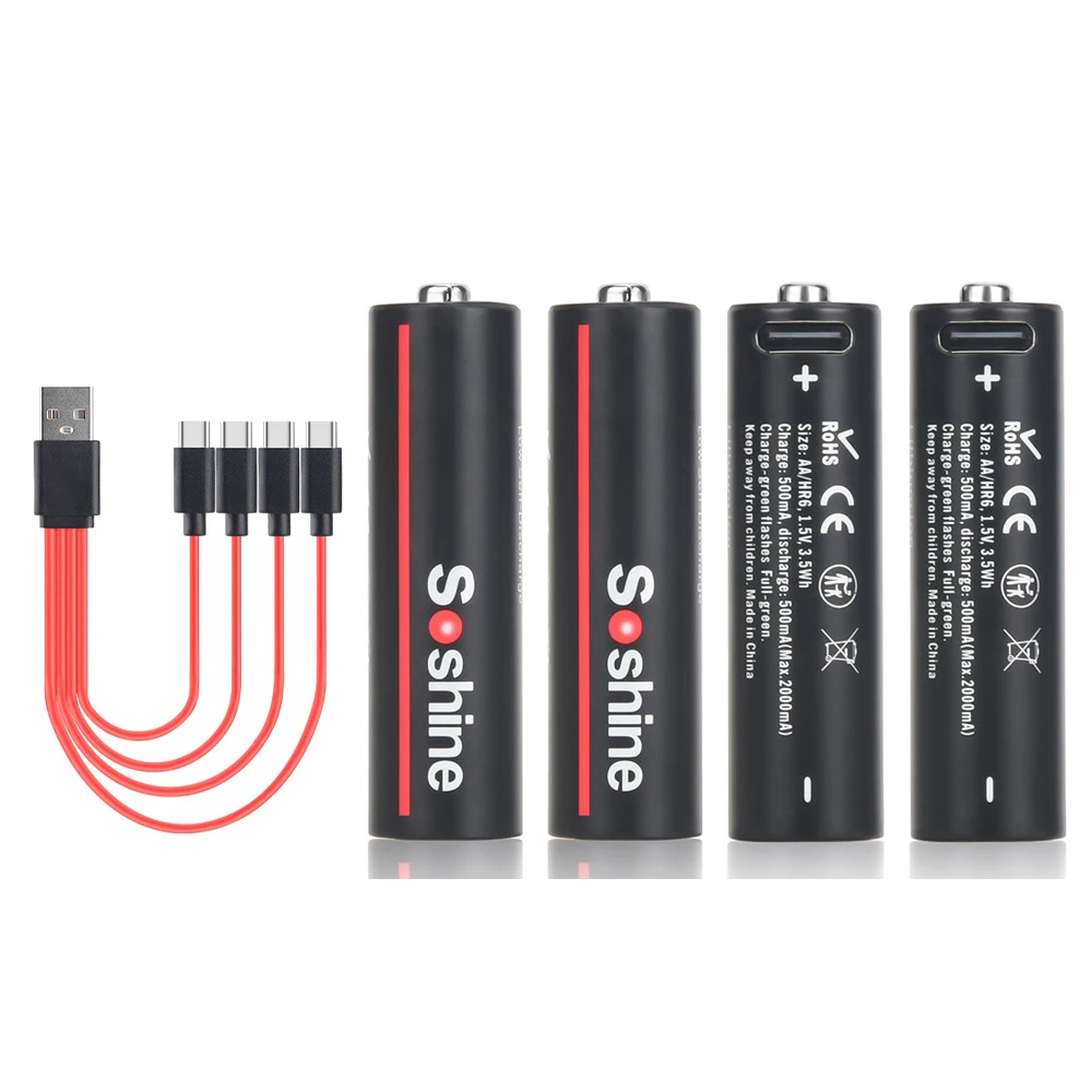 

1.5V AA A USB Rechargeable Li-ion Batteries 2600mWh 3500mWh 4200mWh A 600mWh 1100mWh Lithium Battery