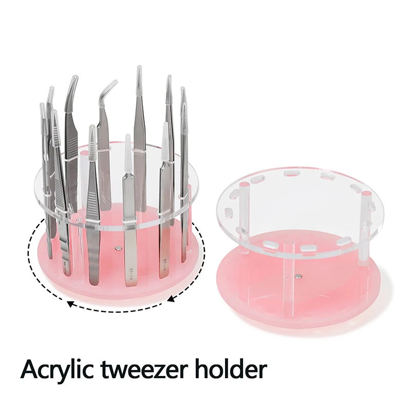 12 Holes Eyelash Extension Tweezers Storage Holder Rotatable Display Stand Acrylic Lash Tattoo Makeup Tools Applicator Shelf