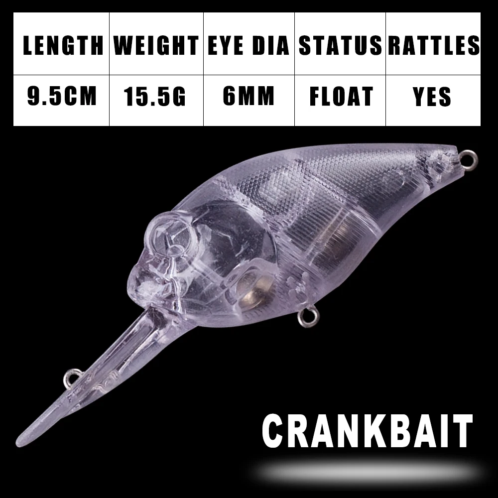 Dr.Holife Crankbait de agua profunda sin pintar – flotante