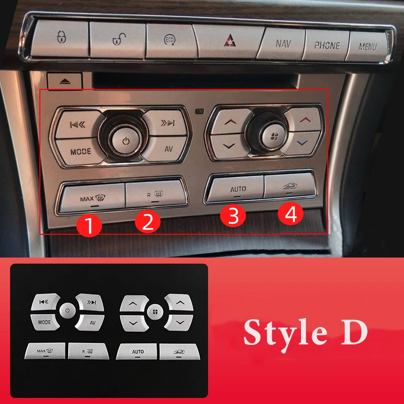 For Jaguar XF 2012-2015 Aluminium Car Central Control Air Conditioning Multimedia Button Cover Sticker Interior Accessories image 3