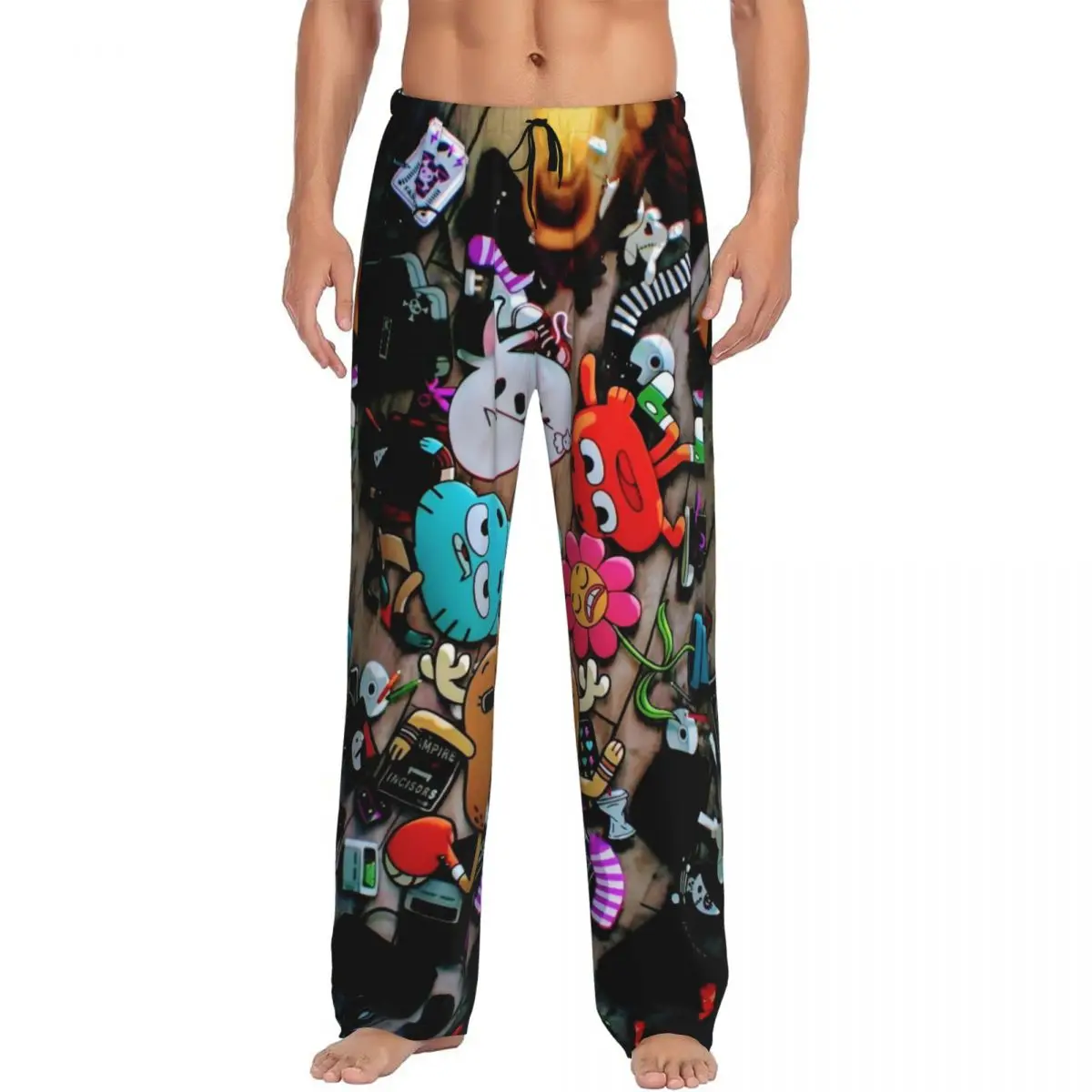 

Custom Print Men's The Amazing World Of Gumball Pajama Pants Funny Cartoon Sleepwear Sleep Lounge Bottoms with Pockets