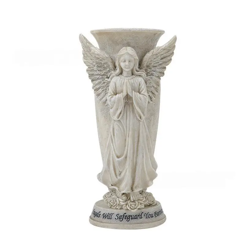 ABUG-Memorial Cemetery Vases Angel Statue Memorial Floral Holder Weatherproof Flower Holders Angel Cemetery Flower Pots