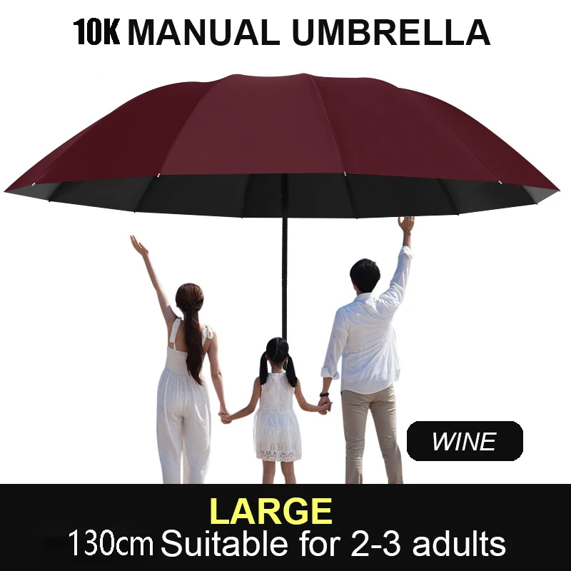 130 cm Extra großer dreifach gefalteter Regen- und Regenschirm. Effektiver Regenschutz. Effektive Windbeständigkeit, UV-Beständigkeit – Detail 4