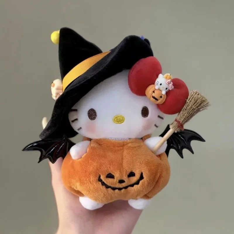 Cute Hello Kitty Plush Keychain Cartoon Pumpkin Witch Stuffed Toys Creative Dopamine Plushie Fashion Bag Doll Pendant Girl Gifts