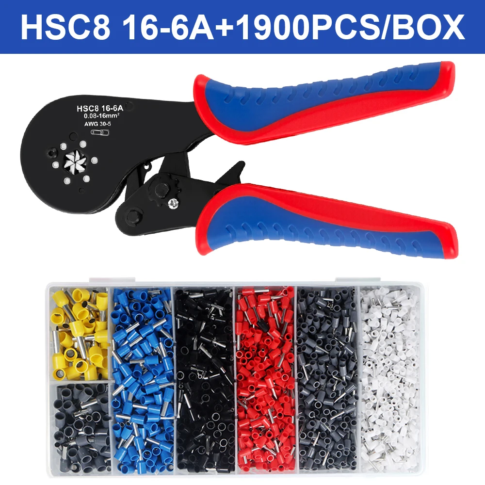 Beentje Krimptang HSC8 16-6A Buisvormige Terminal Mini Tang Voor Grote Maat Terminals Elektrische Klemmen 0.08-16mm2/30-5AWG