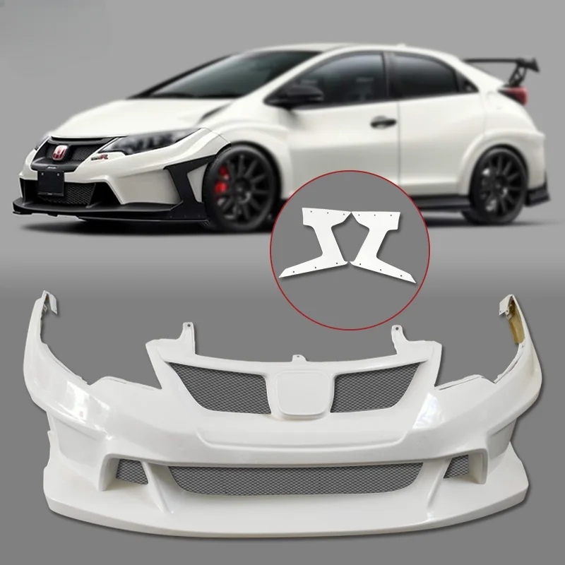 FIBERGLASS MU STYLE FRONT AERO BUMPER FOR HONDA 15-17 FK2 TYPE-R