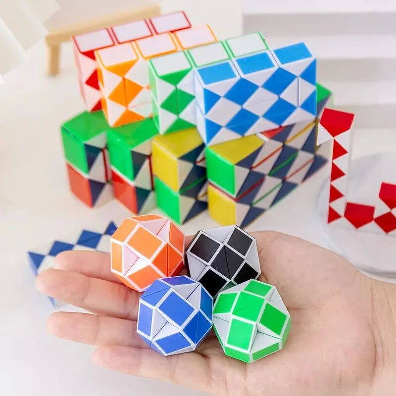 10Pcs Folding Magic Snake Ruler Puzzle Antistress Cube Educational Toy Kids Birthday Party Favors Goodie Bags School Reward 21CM