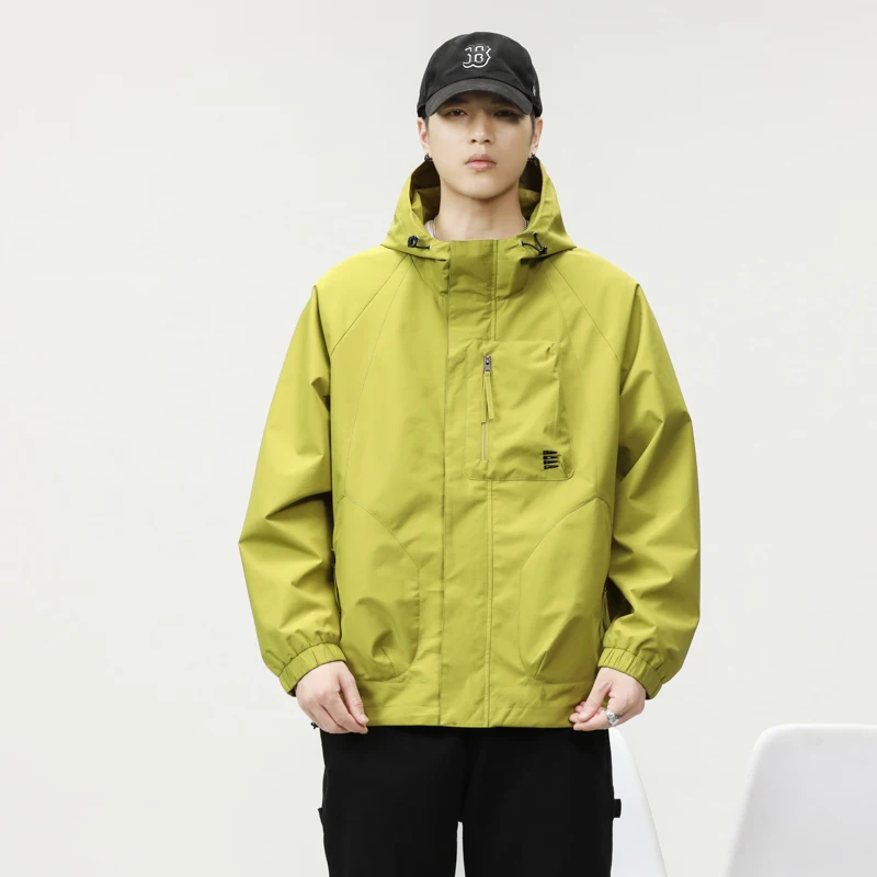 

Мужская уличная свободная мотоциклетная куртка, ветрозащитная походная куртка, молодежная модная осенняя куртка однотонного цвета на молнии с длинными рукавами